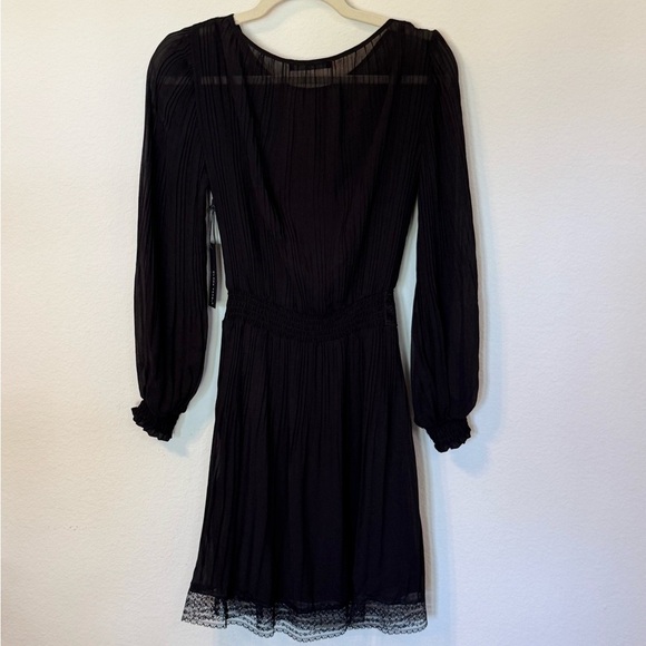 Black Tape NEW Pleated Long Sleeve Black Cocktail Party Dress with Lace- Size XS - Picture 5 of 7